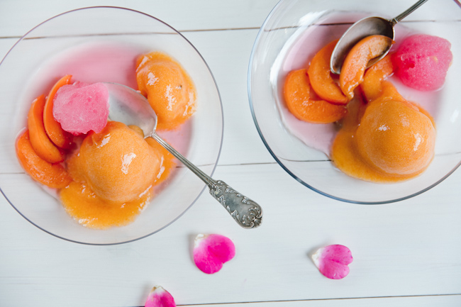 sorbets of rose and apricot