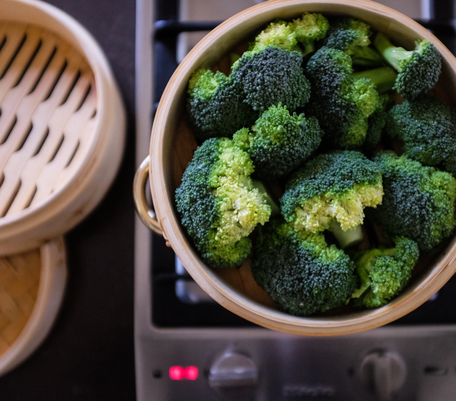 steamed broccoli with caper brown butter