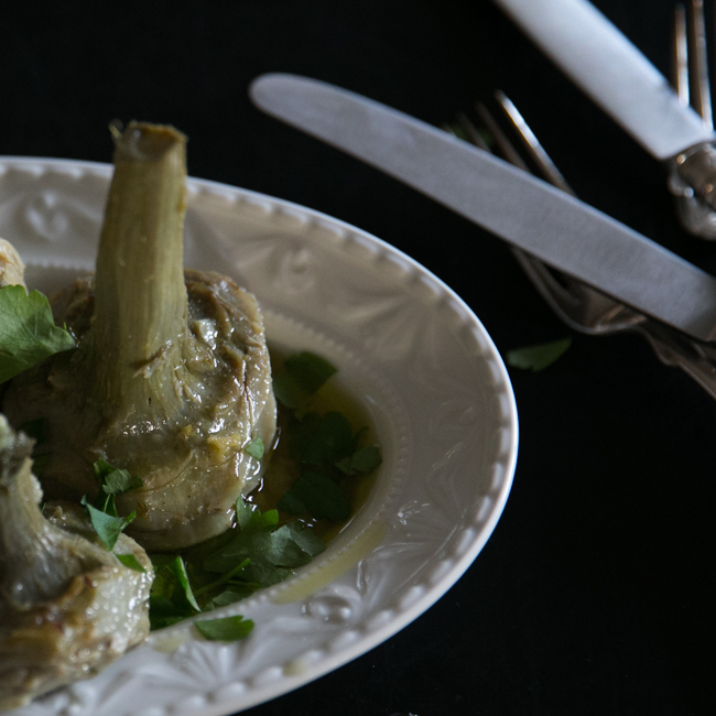 artichokes with garlic and mint